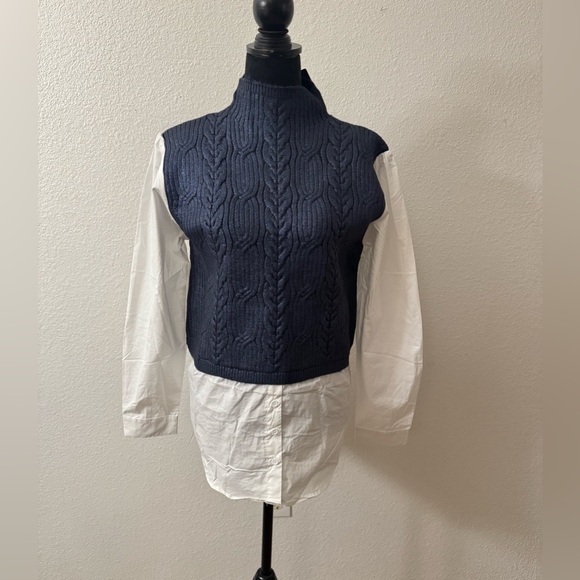 This is a Fate Foil Cable Knit Twofer Sweate - Picture 2 of 9